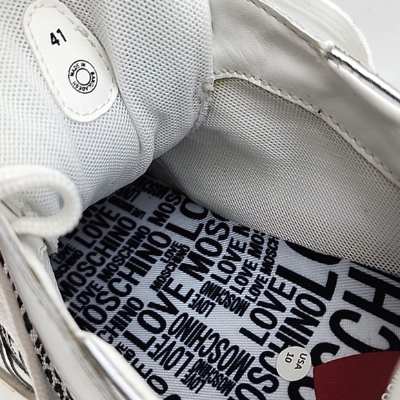 LOVE MOSCHINO Logo Women's White Chunky Low Top Leather Trainers Sneakers Sz 41 - Picture 11 of 16